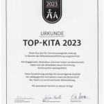 Auszeichnung als TOP-KITA 2023 für die Kita Kuddelmuddel SOlingen